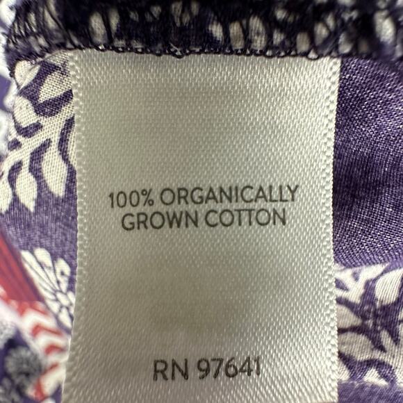 J Jill Purejill Top Womens XS Purple Floral Patchwork Organic Cotton Boho Resort - Picture 7 of 12